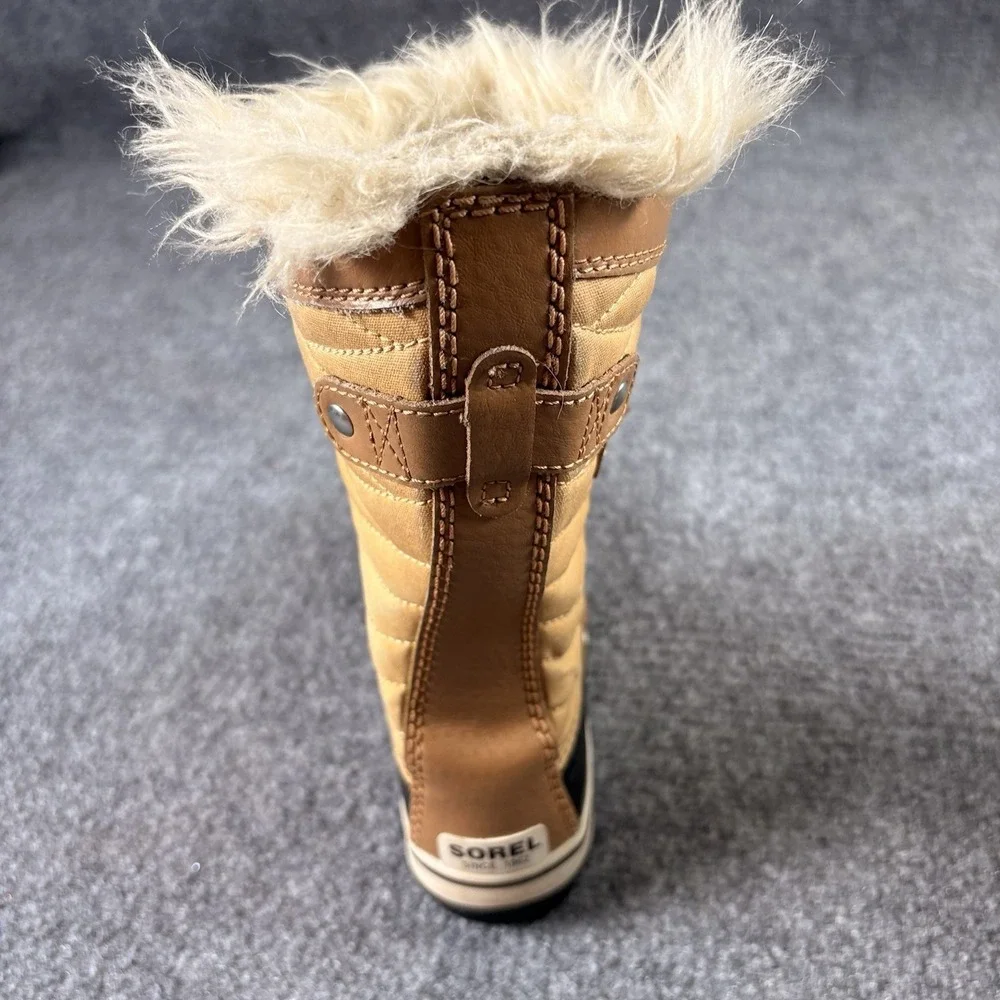Sorel Tofino II Snow Boots Girls Youth 2 Tan Black Faux Fur Waterproof NY2419